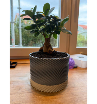 Modernus spiralinis vazonas su lėkštute