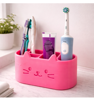 Dantų šepetėlių laikiklis „Kačiukas“ su skyriais