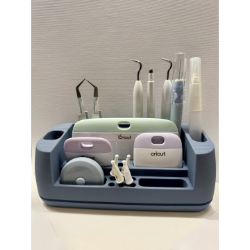 Cricut tool organizer with compartments and pencil slots