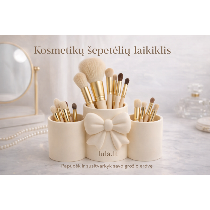 Makeup brush holder with ribbon
