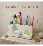 Šeimos dantų higienos laikiklis su skyreliais