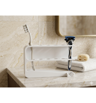 Šepetėlių ir skustuvo stovas su nusausinimu