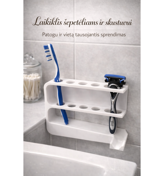 Šepetėlių ir skustuvo stovas su nusausinimu