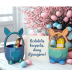 Mažas zuikučio krepšelis velykinėms dovanėlėms