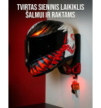 Tvirta moto šalmo kabykla su papildomu kabliu striukei ir raktams