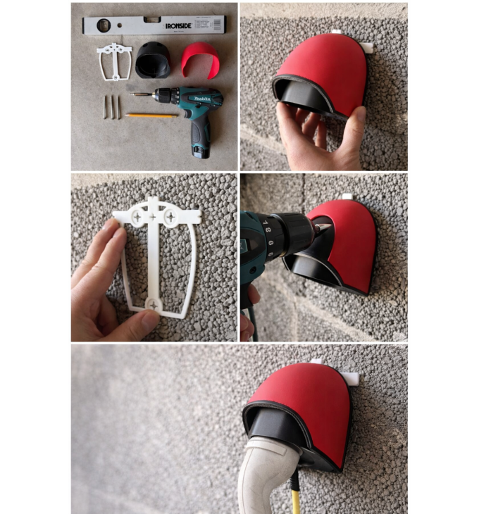 Type 2 įkrovimo kištuko laikiklis su apsauginiu gaubtu