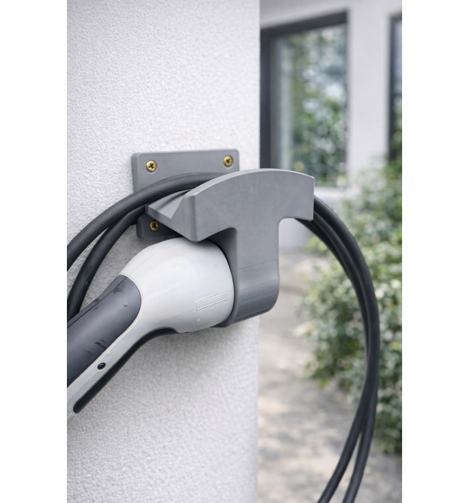 Type 2 elektromobilio įkrovimo laikiklis su kabelio laikikliu