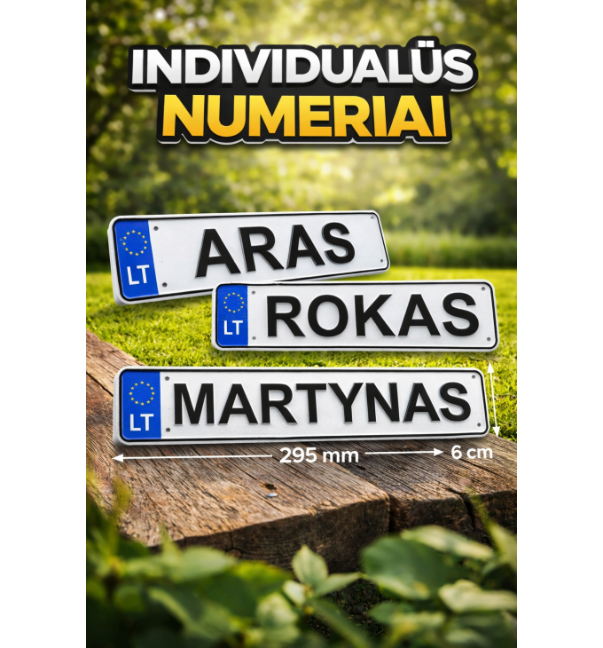 Individualūs numeriai elektriniam automobiliui, dviračiui ar žoliapjovei