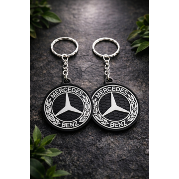 Two-tone Mercedes type keychain (set of 2)