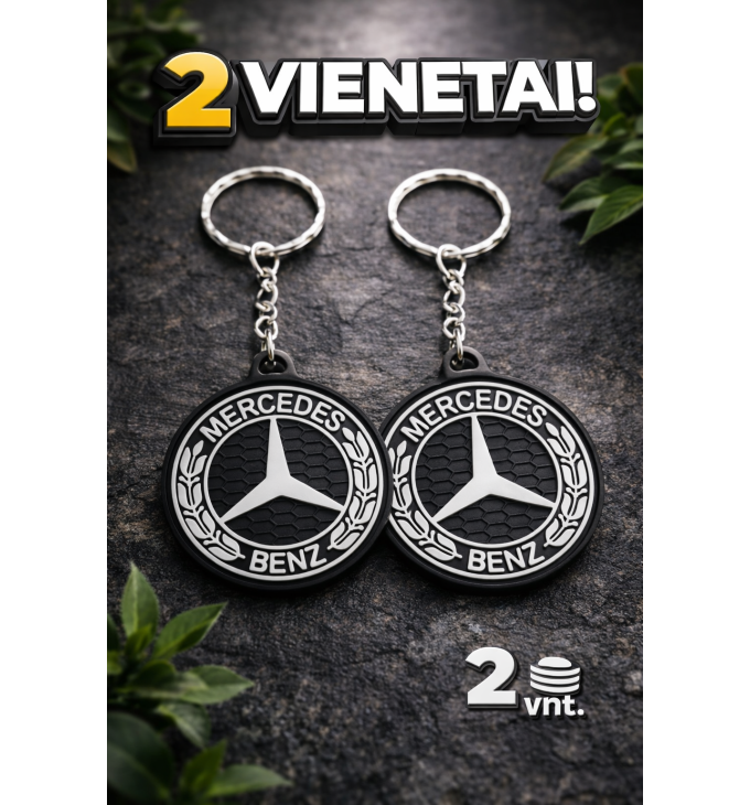 Dvispalvis Mercedes tipo raktų pakabukas (2 vnt.)