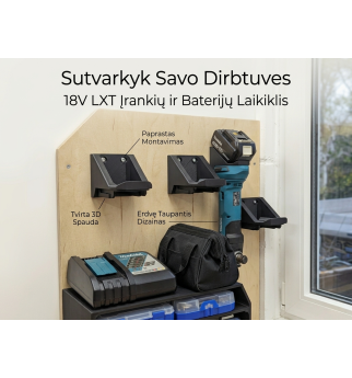 Tvirtas Makita 18V įrankių laikiklis dirbtuvėms