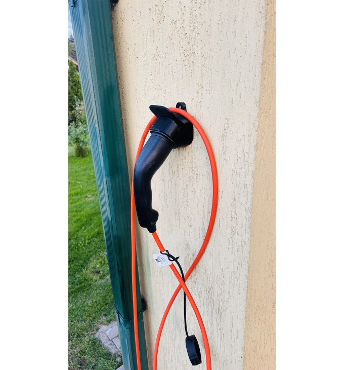 Sieninis type 2 ev kabelio laikiklis su kištuko lizdu