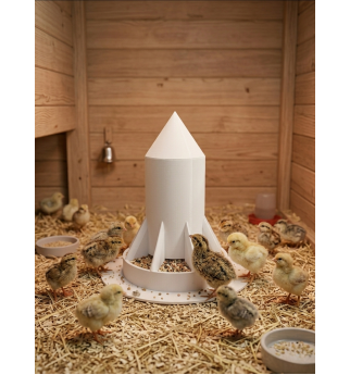 Talpi viščiukų lesykla su gravitaciniu pildymu ir dangčiu