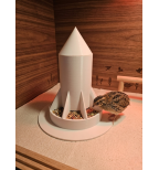 Talpi viščiukų lesykla su gravitaciniu pildymu ir dangčiu