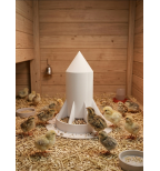 Talpi viščiukų lesykla su gravitaciniu pildymu ir dangčiu