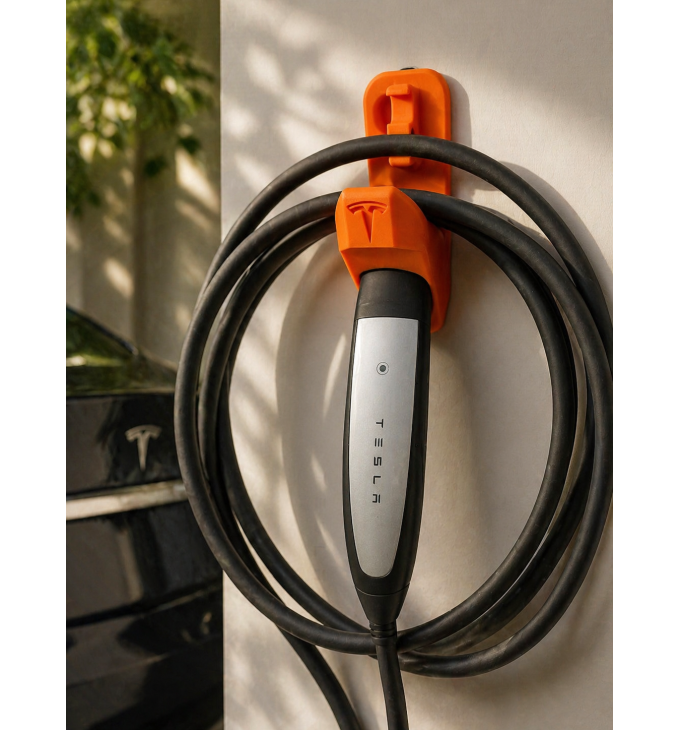 Tesla Type 2 įkrovimo laido laikiklis su kištuko lizdu