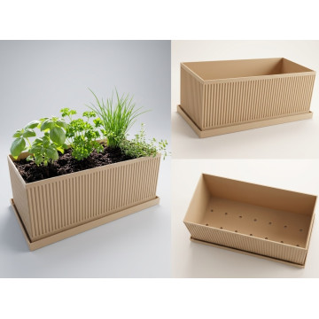 Japandi style flower pot with watering tray