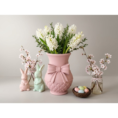 Decorative spring vase with ribbon
