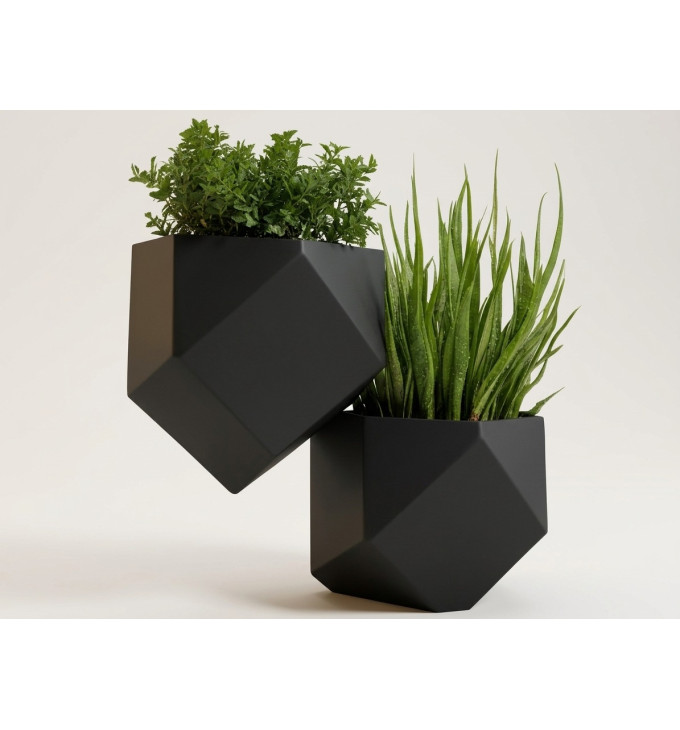 Modernus sieninis low poly gėlių vazonas