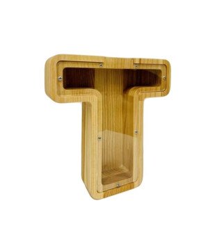 Mažesnė medinė taupyklė raidė "T"