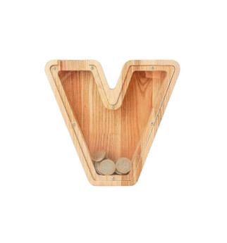 Mažesnė medinė taupyklė raidė "V"