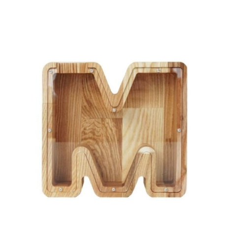 Didelė medinė taupyklė raidė „M“