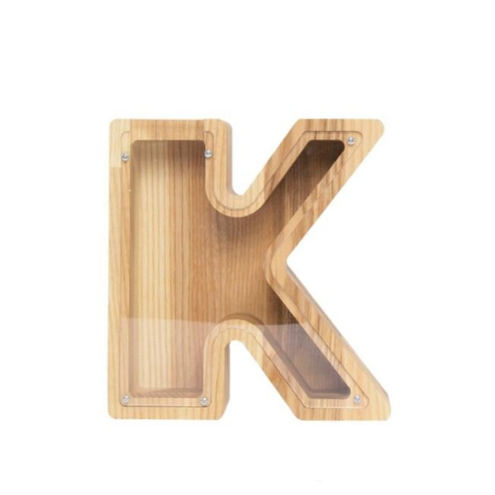 Didelė medinė taupyklė raidė „K“