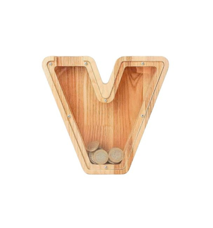 Mažesnė medinė taupyklė raidė "V"