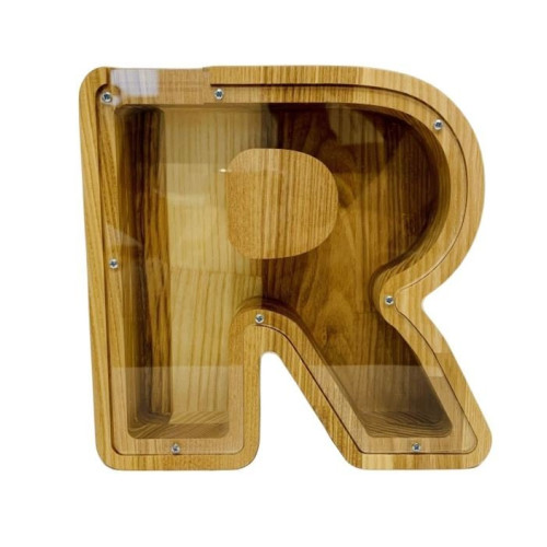 Didelė medinė taupyklė raidė „R“