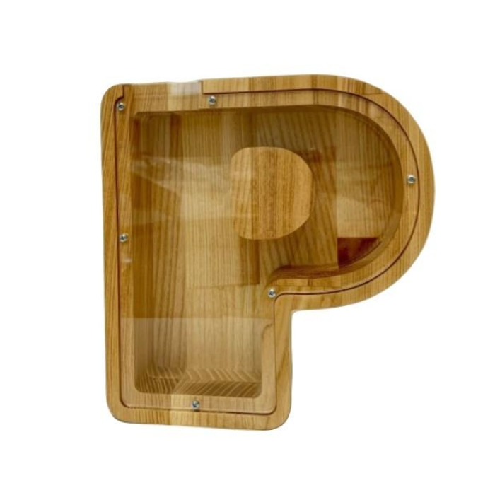 Didelė medinė taupyklė raidė „P“