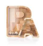 Didelė personalizuota medinė taupyklė Raidė