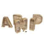 Mažesnė personalizuota medinė taupyklė Raidė