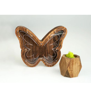 Medinė taupyklė "Drugelis"