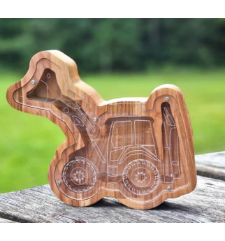 Medinė taupyklė "Eskavatorius"