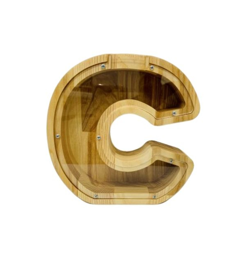 Didelė medinė taupyklė raidė"C"