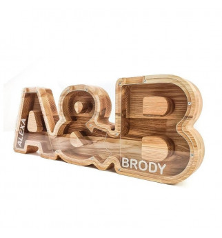 Didelė personalizuota medinė taupyklė "PORA"