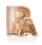 Didelė personalizuota medinė taupyklė Raidė