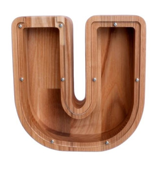 Mažesnė medinė taupyklė raidė "U"