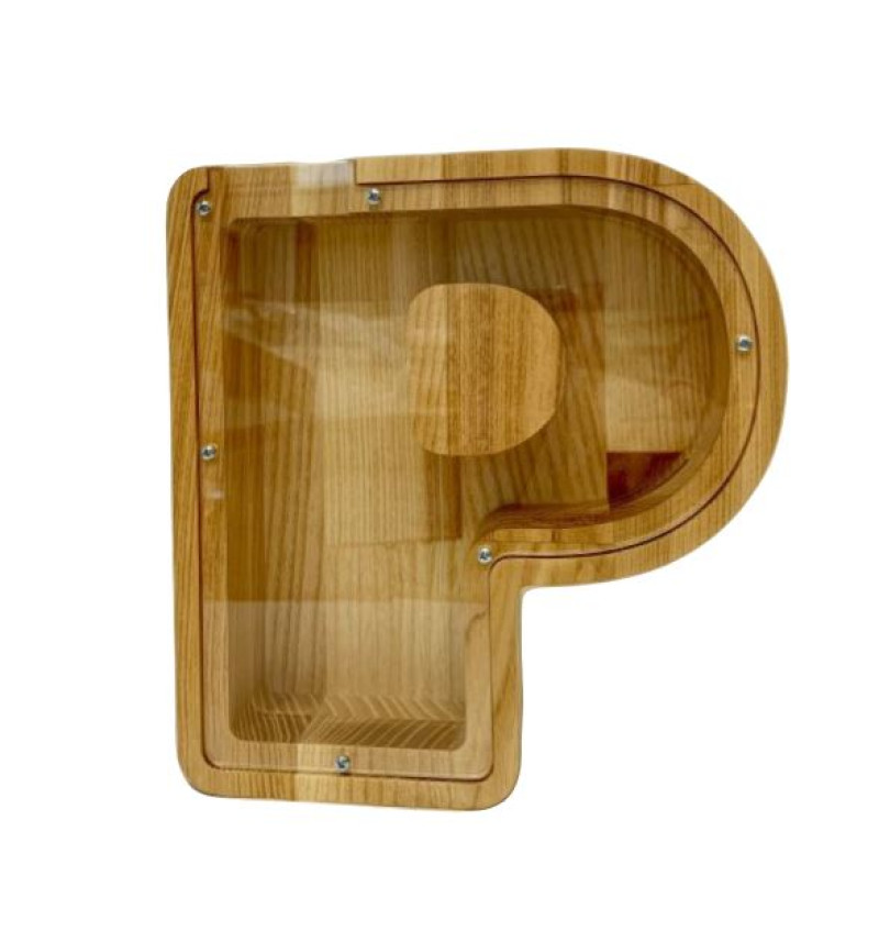 Mažesnė medinė taupyklė raidė "P"