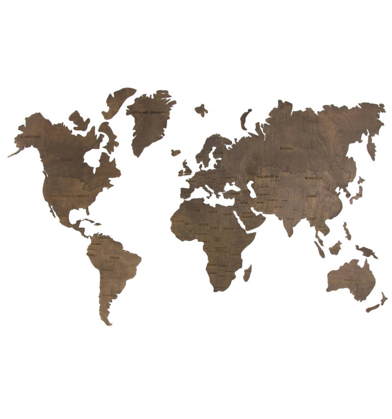 Rudos spalvos pasaulio žemėlapis