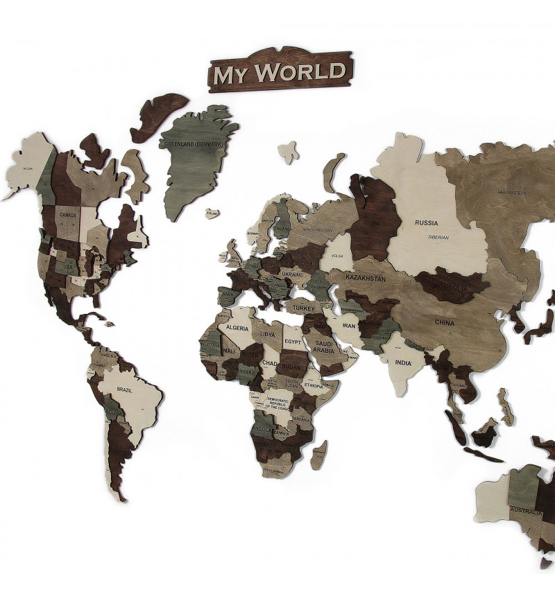Sluoksniuotas įvairiaspalvis pasaulio žemėlapis