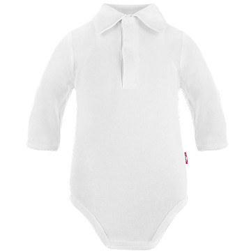 Long-sleeve white baby bodysuit