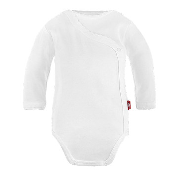 Long-sleeve white baby bodysuit