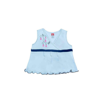 White baby dress with a blue belt