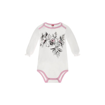White baby bodysuit „Rose“