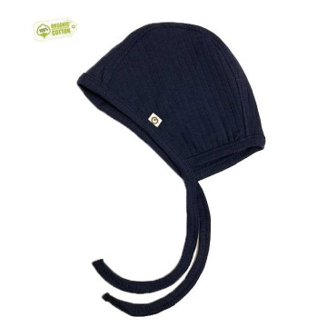 Blue baby hat with ties