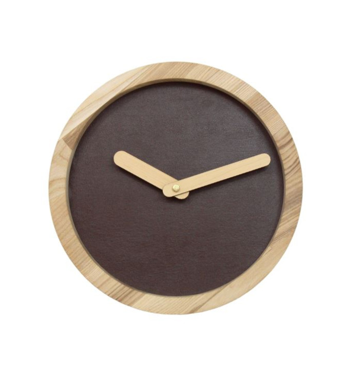 Apvalus sieninis laikrodis su dirbtine oda
