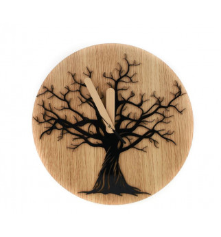 Medinis sieninis laikrodis su akrilo stiklu ir ąžuolu