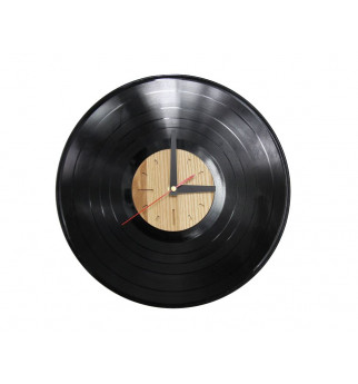 Medžio ir vinilinių plokštelių laikrodis "Retro"