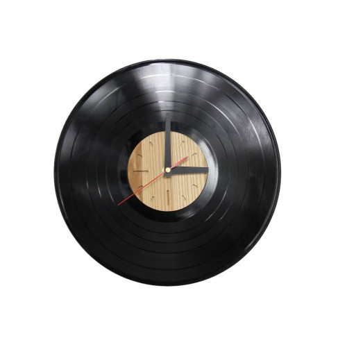 Medžio ir vinilinių plokštelių laikrodis „Retro“